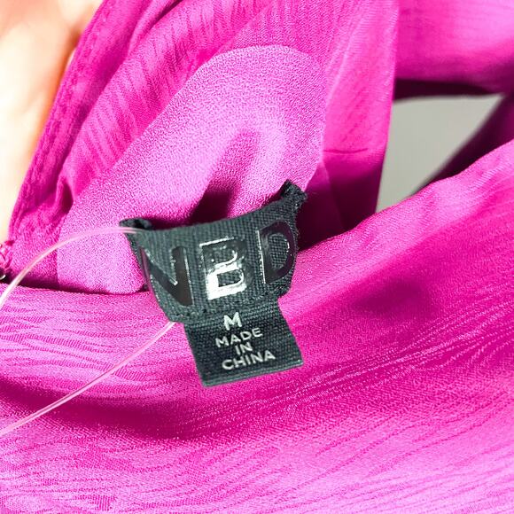 NBD‎ Atlas Mini Dress Pink Fuchsia Halter Keyhole Split Sleeveless Sash Sz M - Picture 10 of 11